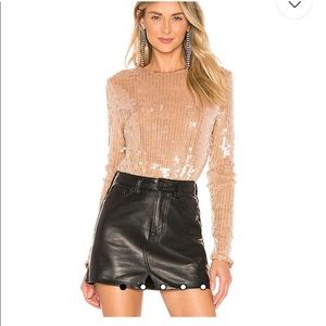 MAJORELLE Blush Nude Sequin Top‎